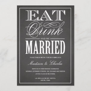 BE MARRIED CHALKBOARD WEDDING INVITATION