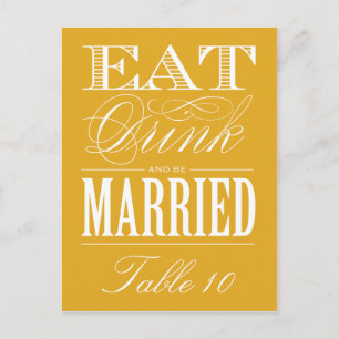 & BE MARRIED   TABLE NUMBER POSTCARD