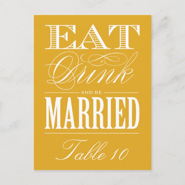 & BE MARRIED | TABLE NUMBER POSTCARD (Front)