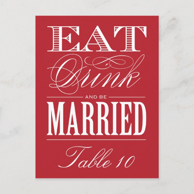 & BE MARRIED | TABLE NUMBER POSTCARD (Front)
