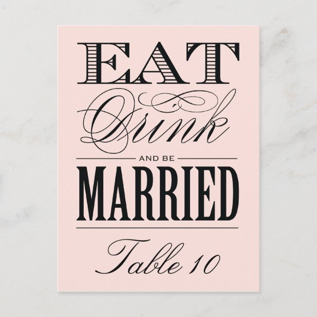 & BE MARRIED | TABLE NUMBER POSTCARD (Front)