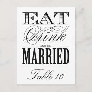 & BE MARRIED TABLE NUMBER POSTCARD