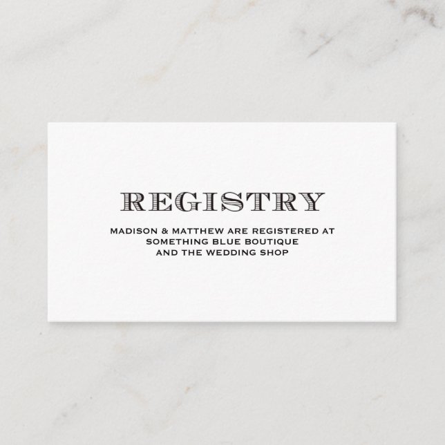 Be Married | Wedding Registry Card (Front)