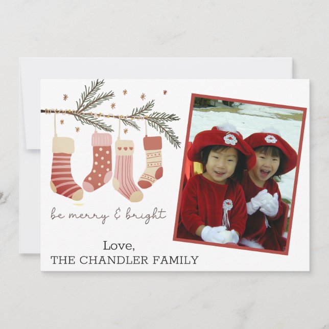 Be Merry and Bright Christmas Photo  Holiday Card (Front)