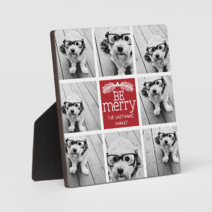 Be Merry Christmas Collage Photos with Red White Plaque