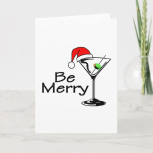 Be Merry Christmas Martini Holiday Card