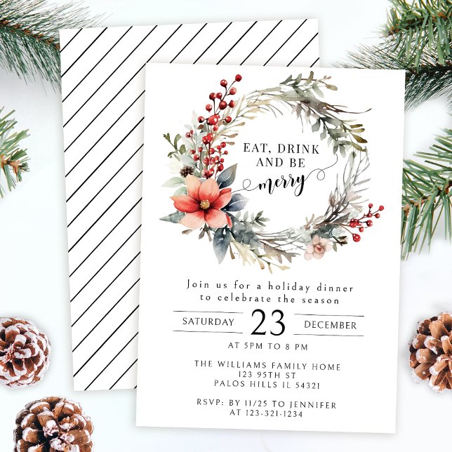 Be merry Christmas wreath party invitation (Creator Uploaded)