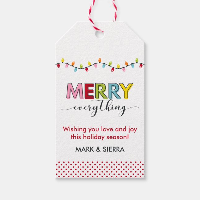 Be Merry Colourful Fun Modern Christmas Gift Tag (Front)