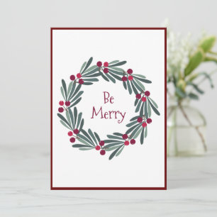 Be Merry Country Wreath Holiday Christmas Card