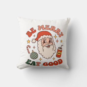 Be Merry Eat Good Christmas Santa Soda Candy Cane Cushion