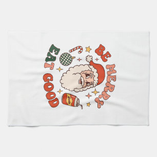 Be Merry Eat Good Christmas Santa Soda Candy Cane Tea Towel