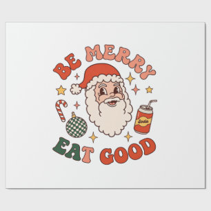 Be Merry Eat Good Christmas Santa Soda Candy Cane Wrapping Paper