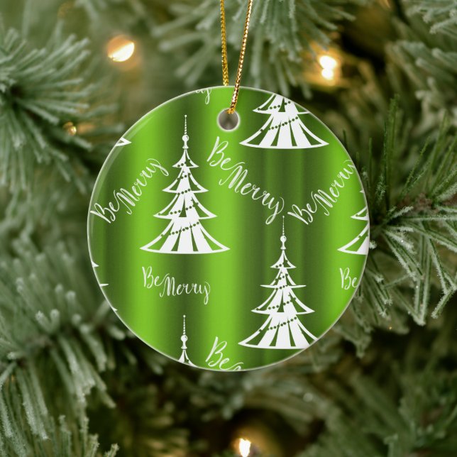 Be Merry Green Christmas Ceramic Tree Decoration (Tree)