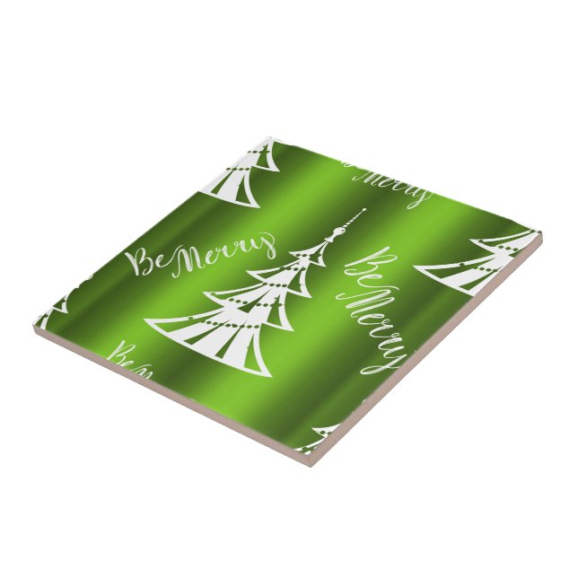Be Merry Green Christmas Tile (Side)