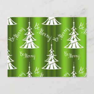 Be Merry Green Christmas Trees Postcard