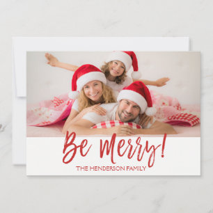Be Merry Hand Lettered Script Photo Card