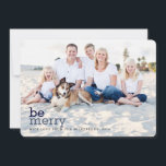Be Merry in Blue Christmas Two Photo Card<br><div class="desc">A modern Merry Christmas in cool shades of blue sends casual contemporary greetings to "be merry" to family and friends in this double-sided photo card. Two large size photos of your family, both on the front and the back makes the most of this rounded corner flat card with stylish trendy...</div>