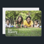 Be Merry in White Christmas Two Photo Card<br><div class="desc">A modern Merry Christmas in cool shades of white and ivory sends casual contemporary greetings to "be merry" to family and friends in this double-sided photo card. Two large size photos of your family, both on the front and the back makes the most of this rounded corner flat card with...</div>