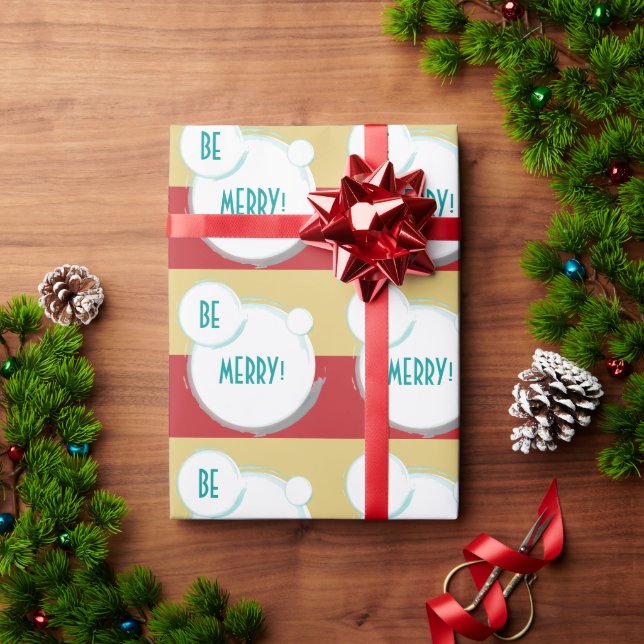 Be Merry Modern Christmas  Wrapping Paper (Holiday Gift)