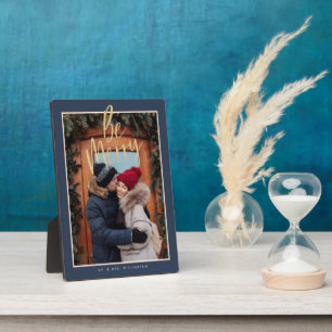Be Merry   Modern Couple Christmas Photo Keepsake Plaque