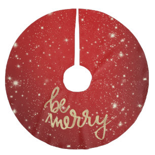 Be Merry, Modern Red Christmas Brushed Polyester Tree Skirt