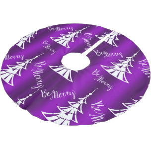 Be Merry Purple Christmas Brushed Polyester Tree Skirt