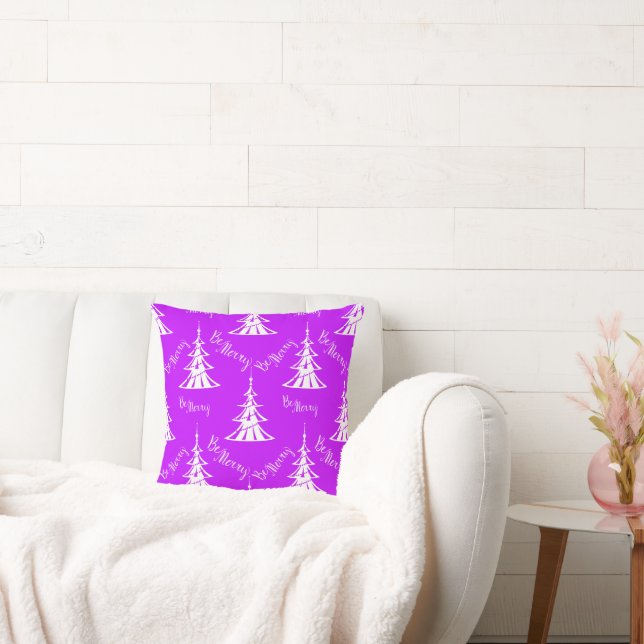 Be Merry Purple Christmas Cushion (Couch)