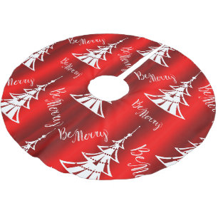Be Merry Red Christmas Brushed Polyester Tree Skirt