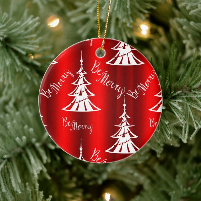 Be Merry Red Christmas Ceramic Tree Decoration (Tree)