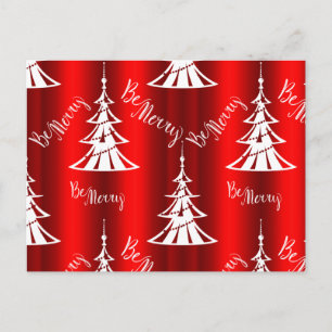 Be Merry Red Christmas Trees Postcard