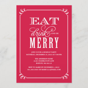 BE MERRY VINTAGE HOLIDAY PARTY INVITATION