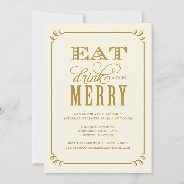 BE MERRY VINTAGE | HOLIDAY PARTY INVITATION (Front)
