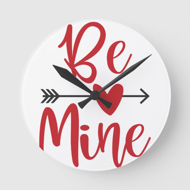 Be Mine Arrow Through Heart Valentine's Day Balloo Round Clock (Front)