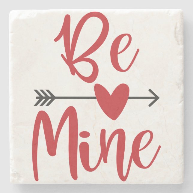 Be Mine Arrow Through Heart Valentine's Day Paper  Stone Coaster (Front)