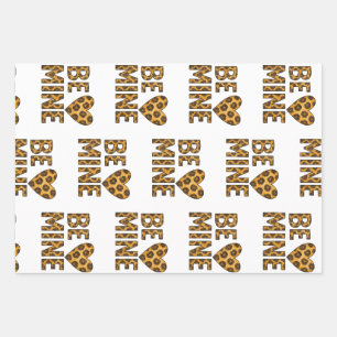 Be Mine Be My Valentine Cheetah Print Wrapping Paper Sheet