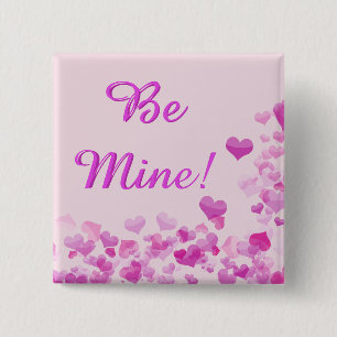 Be Mine Button With Pink Hearts