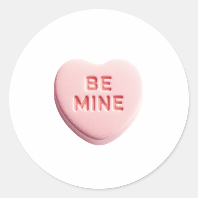 Be Mine Candy Heart Classic Round Sticker (Front)