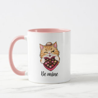 Be Mine Cat: Valentine's Day Kawaii Cat with Candy Mug