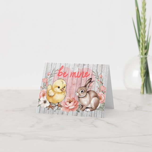 Be mine chick & bunny card (Front)