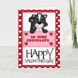 Be Mine Chocolate Valentine Skunk Greeting Card d1