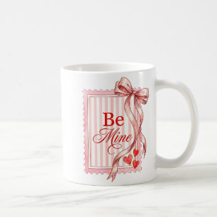 Be Mine Coquette Bow Ribbon Postage Stamp Cute Val Coffee Mug