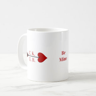 Be Mine! Cupid Arrow Initials Coffee Cup Mug