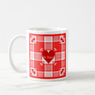 Be Mine! Cups, Mugs, Red Heart Plaid Coffee Mug