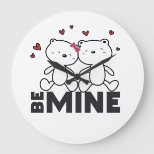 BE MINE - Cute Modern Valentine's Day Large Clock
