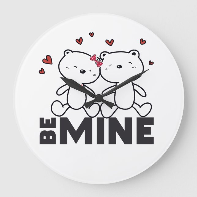 BE MINE - Cute Modern Valentine's Day Large Clock (Front)
