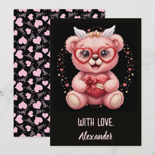 Be Mine! Cute Pink Teddy Bear Sweetheart  Card