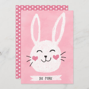 Be Mine Cute Rabbit Hearts St. Valentine's Day Holiday Card