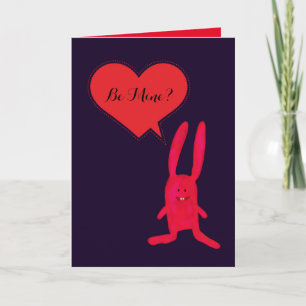 Be Mine? Cute Red Bunny Valentine's Day Card