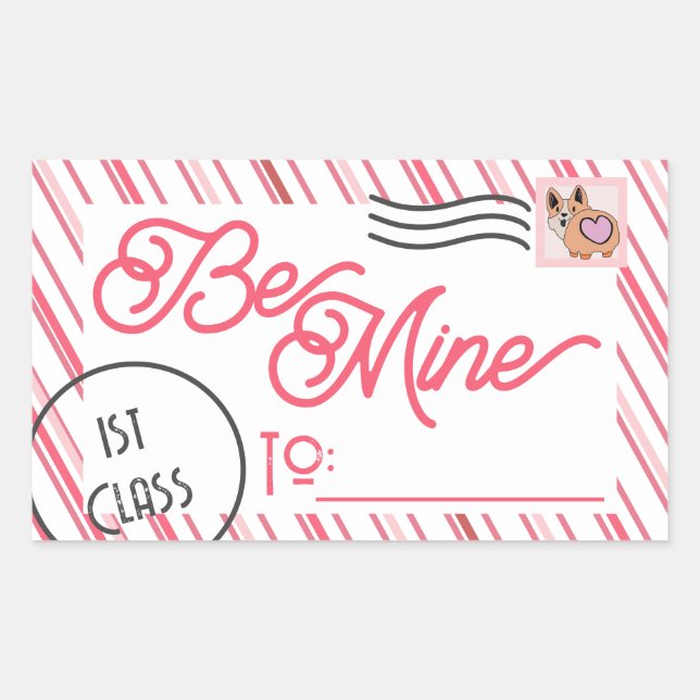 Be Mine Cute School Valentines Day Rectangular Sticker (Front)