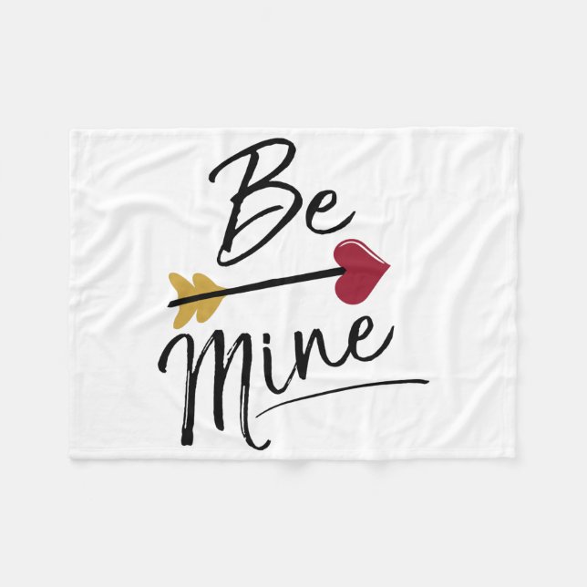 Be mine Cute Valentines Fleece Blanket (Front (Horizontal))